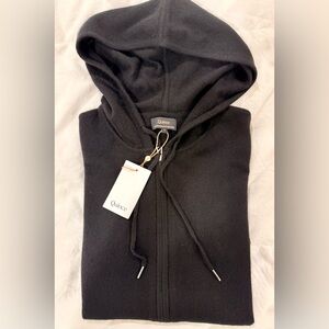 Quince 100% Mongolian Cashmere Classic Black Zip-Up Hoodie, size Small, NWT